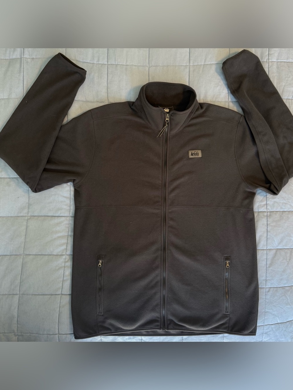 REI Co-op Trailmade Fleece Full Zip Jacket Large Tall LT Gray Hiking